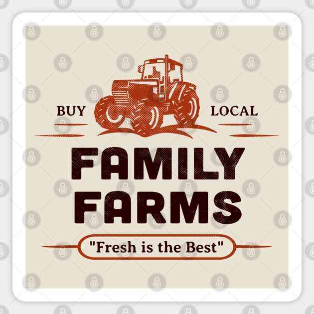 Buy Local Market Tractor Farmers Small Family Farms Retro Sticker by Pine Hill Goods